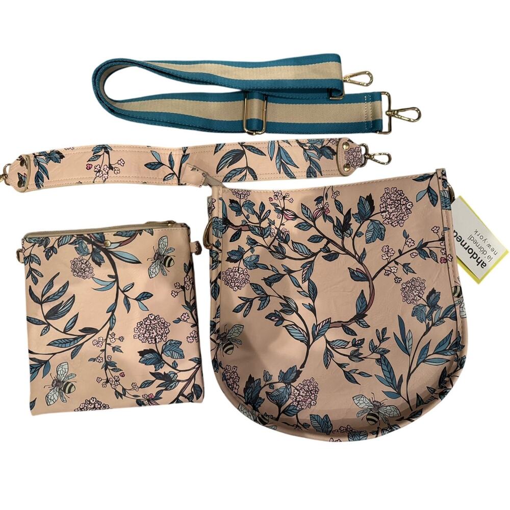 Ah-Dorned Vegan Leather Messenger Tote w/ Matching Crossbody Bag NWT